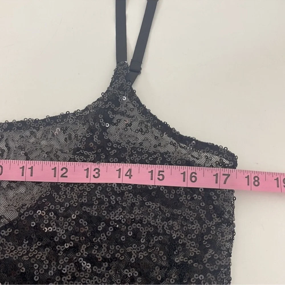 Free People Intimately Free Sexy Sheer Sequined Slip Dress Black. Size Large